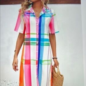 ❣️5 items $25 Colorful Plaid Button-Up Dress 💕